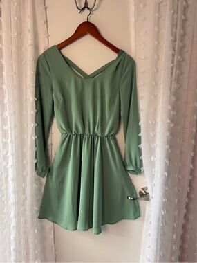 miami Sage Green V-Neck Skater Dress